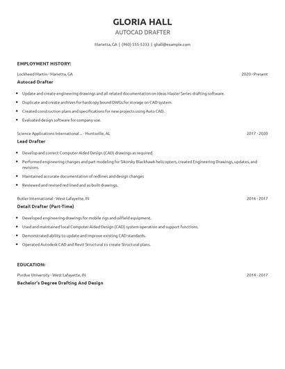 Autocad Drafter Resume