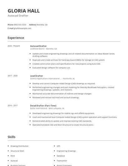 Autocad Drafter Resume