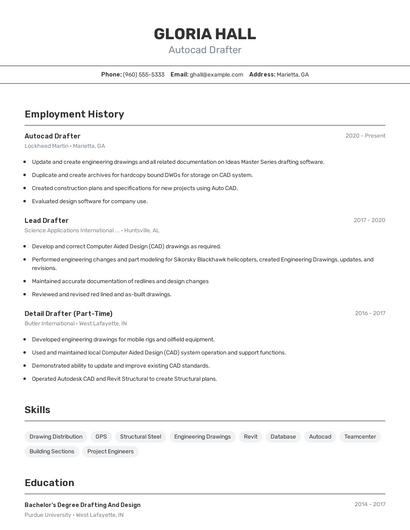 Autocad Drafter Resume