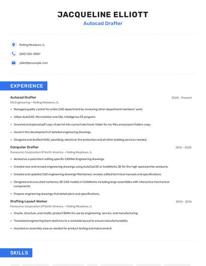 Autocad Drafter Resume