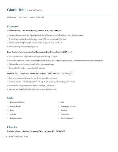 Autocad Drafter Resume