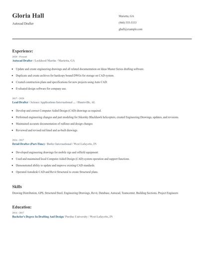 Autocad Drafter Resume