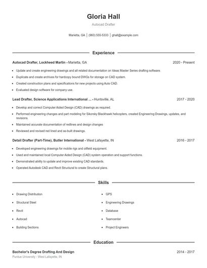 Autocad Drafter Resume