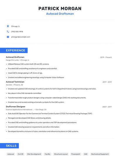 Autocad Draftsman Resume