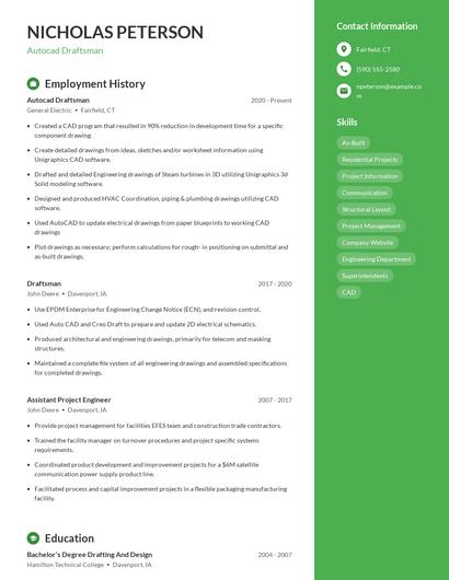 Autocad Draftsman Resume