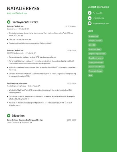 Autocad Technician Resume
