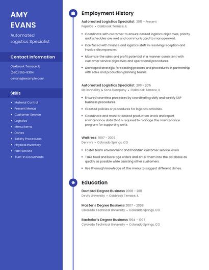 Automated Logistics Specialist Resume