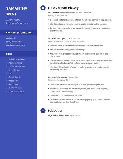 Automated Process Operator Resume