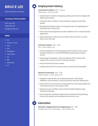 Automation Analyst Resume