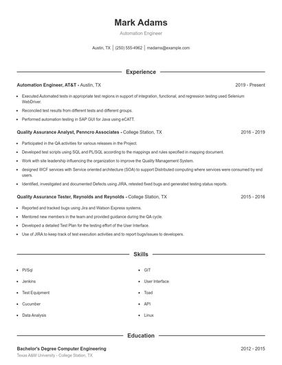 Resume example 1