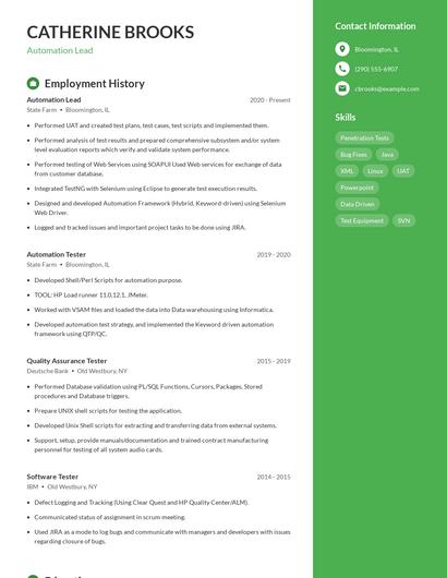Automation Lead Resume
