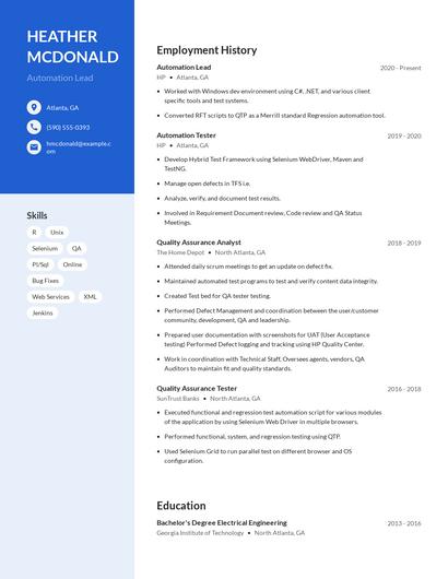 Automation Lead Resume