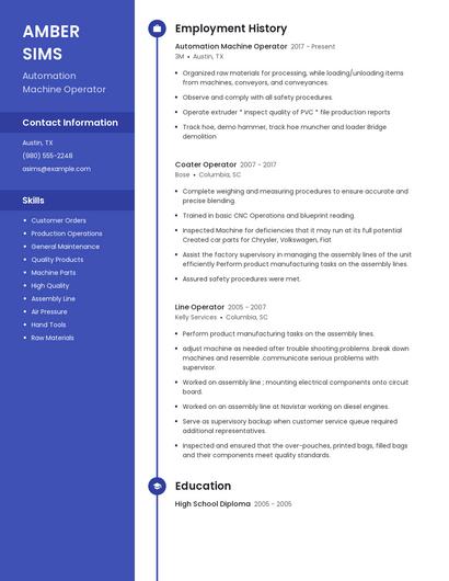 Automation Machine Operator Resume