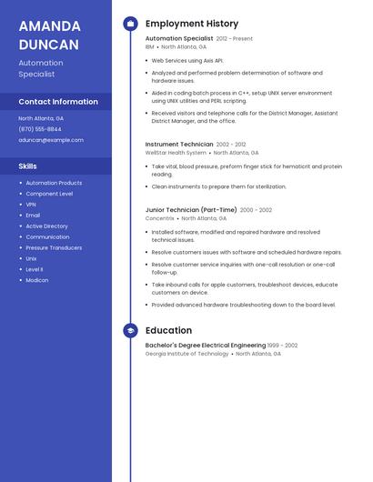 Automation Specialist Resume
