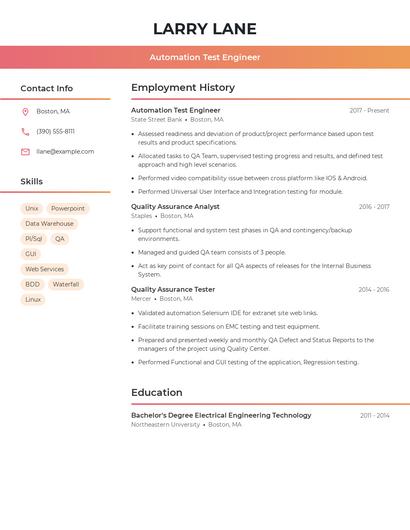 Resume example 3