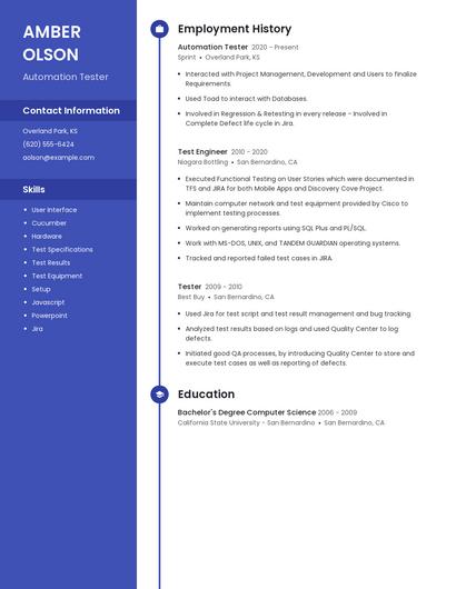Automation Tester Resume