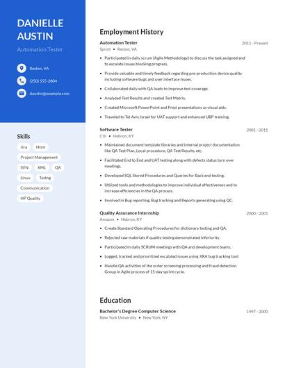 Automation Tester Resume