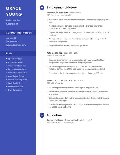 Automobile Appraiser Resume