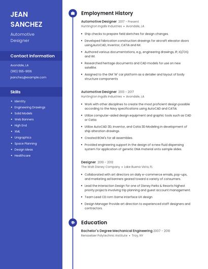 Automotive Designer Resume