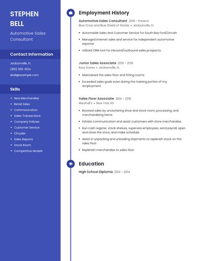 Automotive Sales Consultant Resume