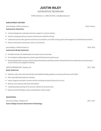 Automotive Technician Resume