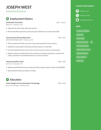 Automotive Technician Resume