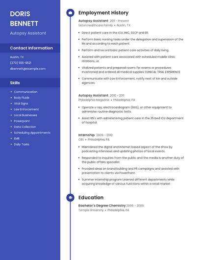 Autopsy Assistant Resume