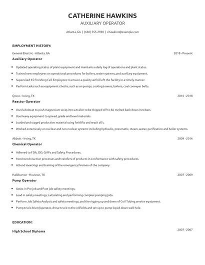 Auxiliary Operator Resume
