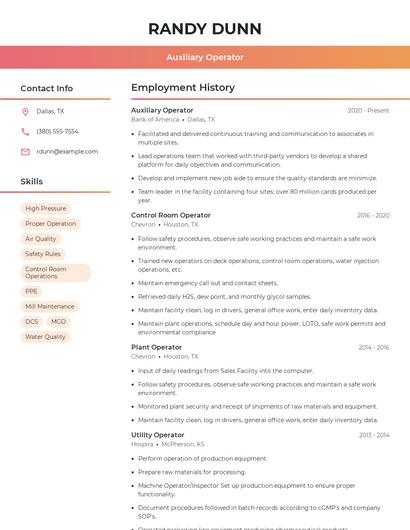 Auxiliary Operator Resume