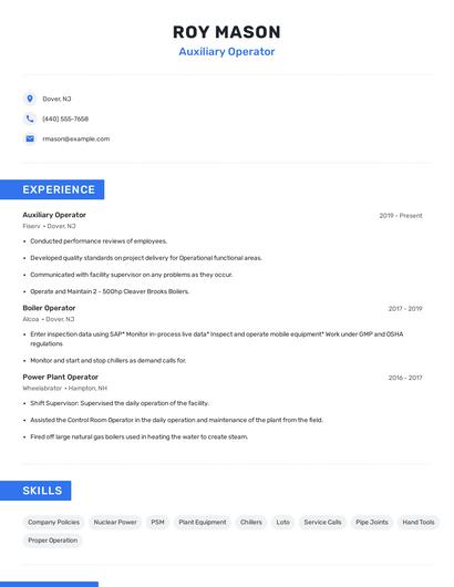 Auxiliary Operator Resume