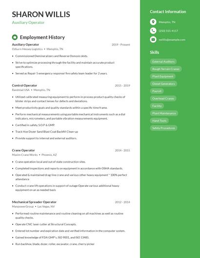 Auxiliary Operator Resume