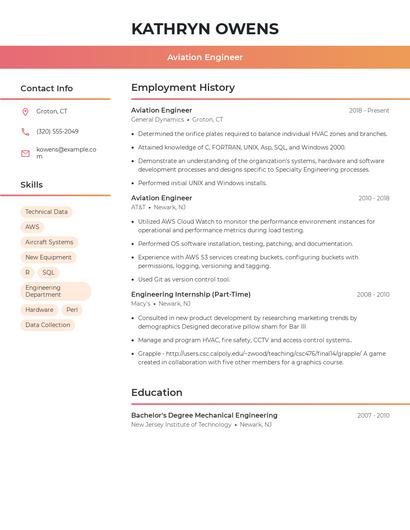 Aviation Engineer Resume