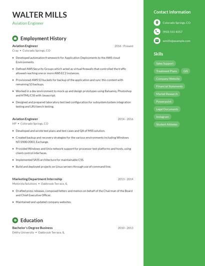 Aviation Engineer Resume