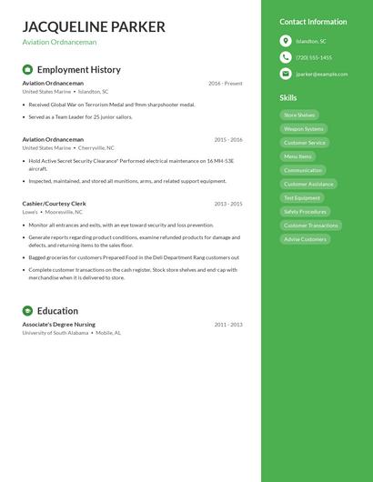 Aviation Ordnanceman Resume