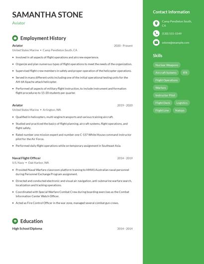 Aviator Resume