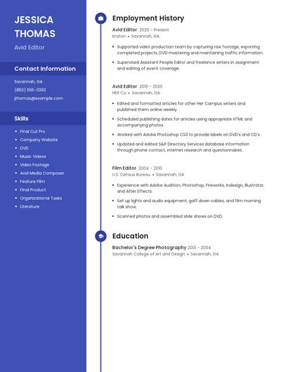 Avid Editor Resume