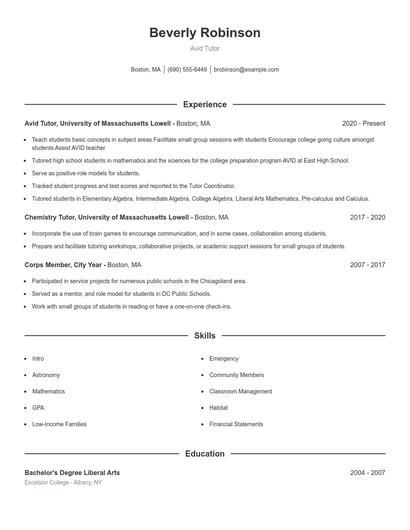 Resume example 1