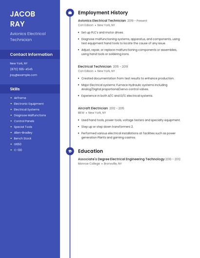 Avionics Electrical Technician Resume