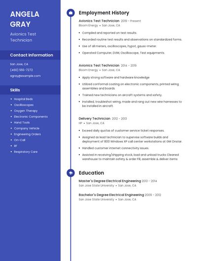 Avionics Test Technician Resume