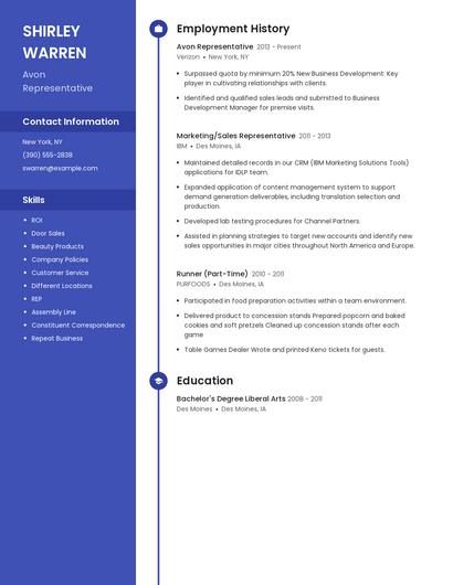 Avon Representative Resume