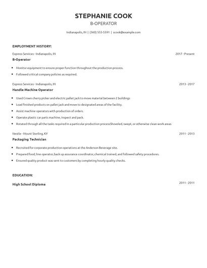 B-Operator Resume