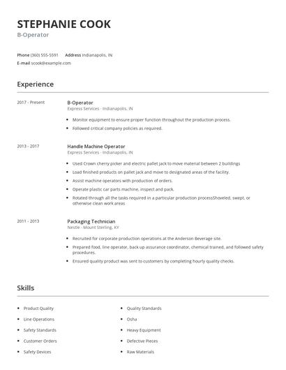 B-Operator Resume