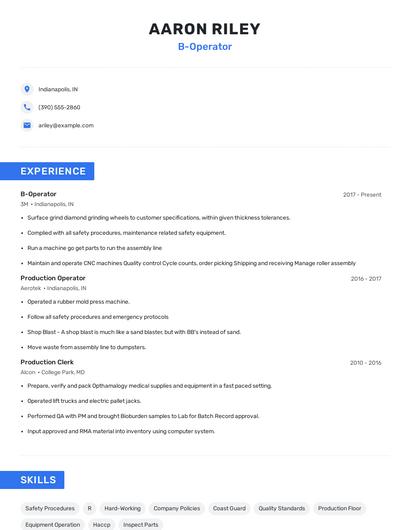 B-Operator Resume