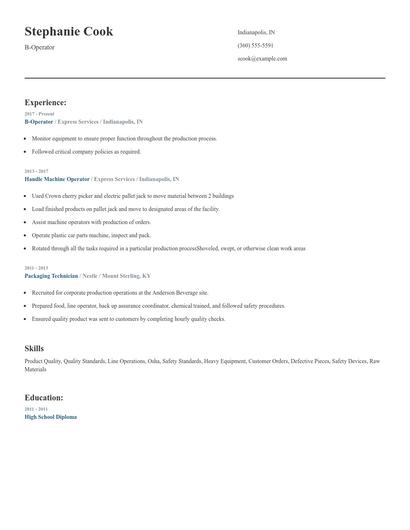 B-Operator Resume