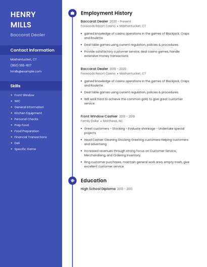 Baccarat Dealer Resume