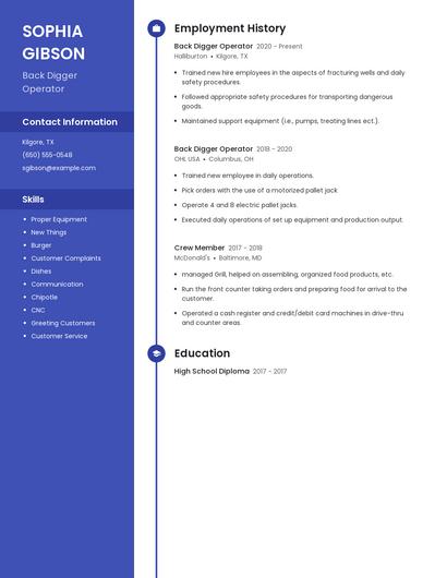 Back Digger Operator Resume