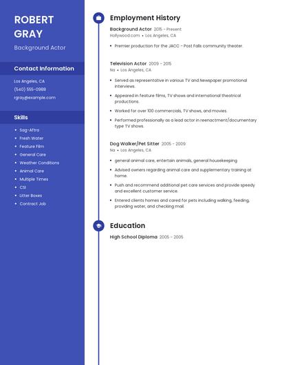 Background Actor Resume