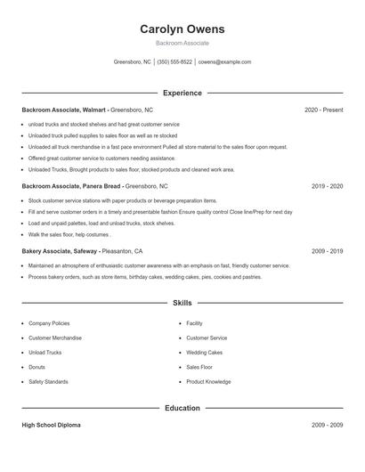 Resume example 1