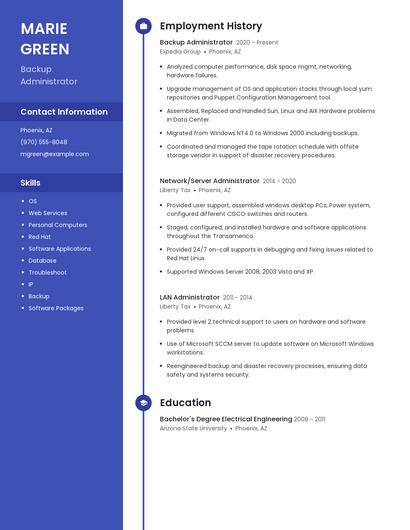 Backup Administrator Resume