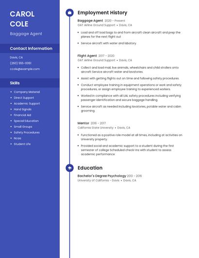 Baggage Agent Resume